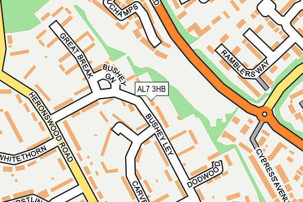 AL7 3HB map - OS OpenMap – Local (Ordnance Survey) AL7 3HB map - OS OpenMap – Local (Ordnance Survey)