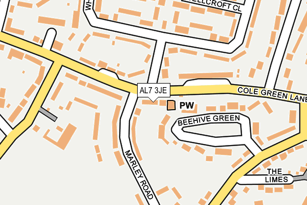 AL7 3JE map - OS OpenMap – Local (Ordnance Survey) AL7 3JE map - OS OpenMap – Local (Ordnance Survey)