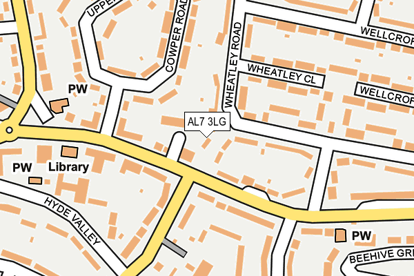 AL7 3LG map - OS OpenMap – Local (Ordnance Survey) AL7 3LG map - OS OpenMap – Local (Ordnance Survey)