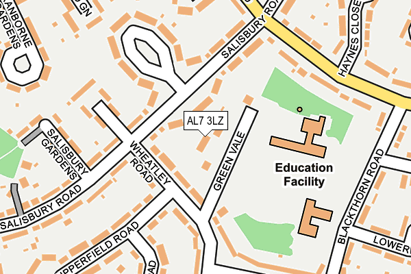 AL7 3LZ map - OS OpenMap – Local (Ordnance Survey) AL7 3LZ map - OS OpenMap – Local (Ordnance Survey)