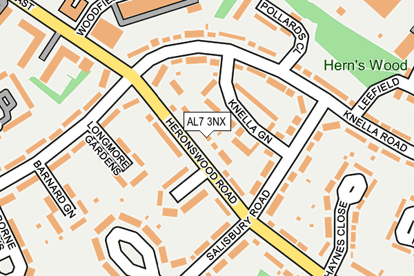 AL7 3NX map - OS OpenMap – Local (Ordnance Survey) AL7 3NX map - OS OpenMap – Local (Ordnance Survey)