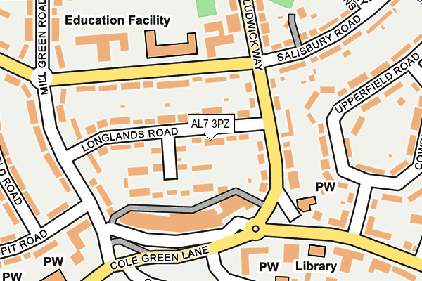 AL7 3PZ map - OS OpenMap – Local (Ordnance Survey) AL7 3PZ map - OS OpenMap – Local (Ordnance Survey)