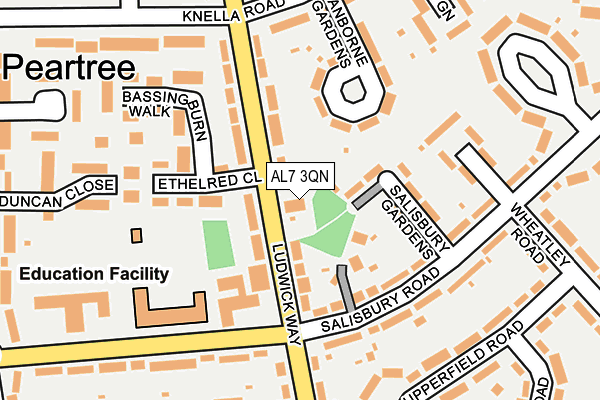 AL7 3QN map - OS OpenMap – Local (Ordnance Survey) AL7 3QN map - OS OpenMap – Local (Ordnance Survey)