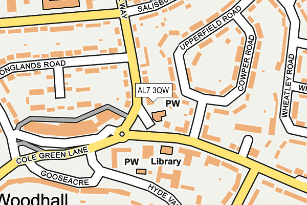 AL7 3QW map - OS OpenMap – Local (Ordnance Survey) AL7 3QW map - OS OpenMap – Local (Ordnance Survey)