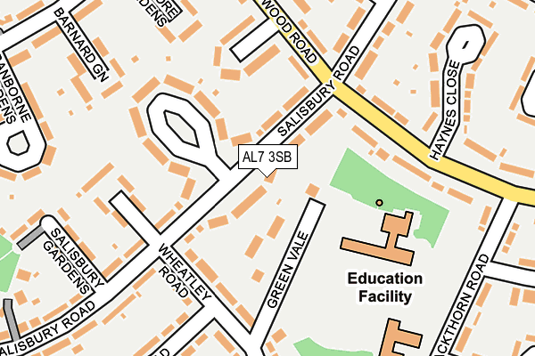 AL7 3SB map - OS OpenMap – Local (Ordnance Survey) AL7 3SB map - OS OpenMap – Local (Ordnance Survey)