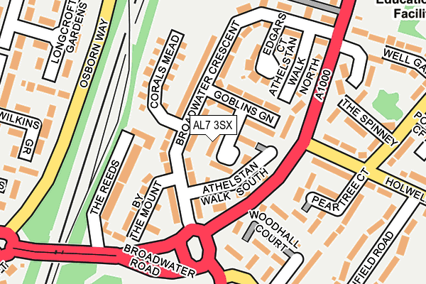 AL7 3SX map - OS OpenMap – Local (Ordnance Survey) AL7 3SX map - OS OpenMap – Local (Ordnance Survey)