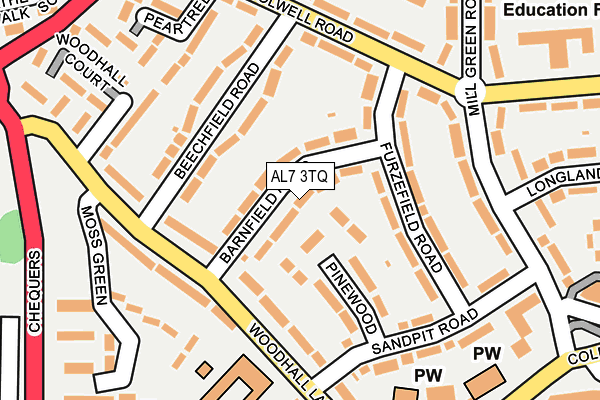 AL7 3TQ map - OS OpenMap – Local (Ordnance Survey) AL7 3TQ map - OS OpenMap – Local (Ordnance Survey)