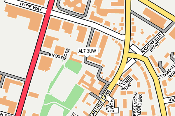 AL7 3UW map - OS OpenMap – Local (Ordnance Survey) AL7 3UW map - OS OpenMap – Local (Ordnance Survey)
