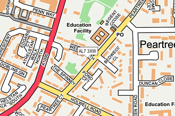 AL7 3XW map - OS OpenMap – Local (Ordnance Survey) AL7 3XW map - OS OpenMap – Local (Ordnance Survey)
