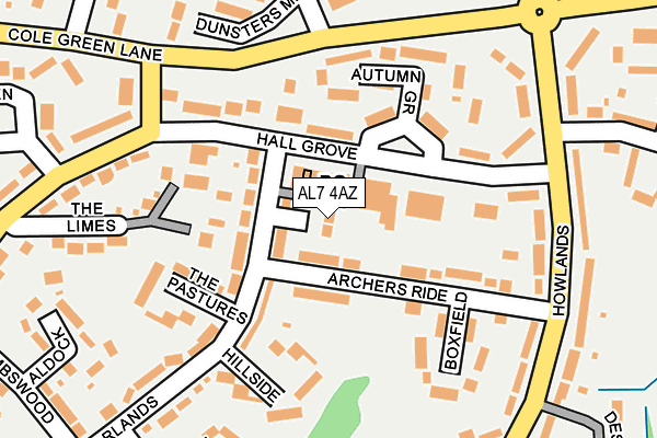 AL7 4AZ map - OS OpenMap – Local (Ordnance Survey) AL7 4AZ map - OS OpenMap – Local (Ordnance Survey)