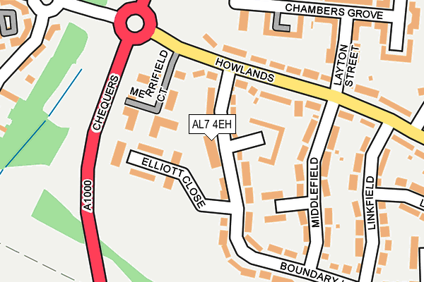 AL7 4EH map - OS OpenMap – Local (Ordnance Survey) AL7 4EH map - OS OpenMap – Local (Ordnance Survey)