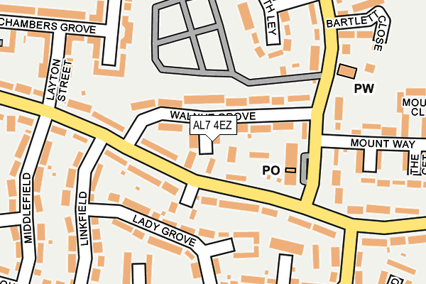 AL7 4EZ map - OS OpenMap – Local (Ordnance Survey) AL7 4EZ map - OS OpenMap – Local (Ordnance Survey)
