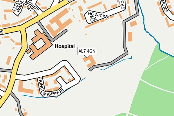 AL7 4GN map - OS OpenMap – Local (Ordnance Survey) AL7 4GN map - OS OpenMap – Local (Ordnance Survey)