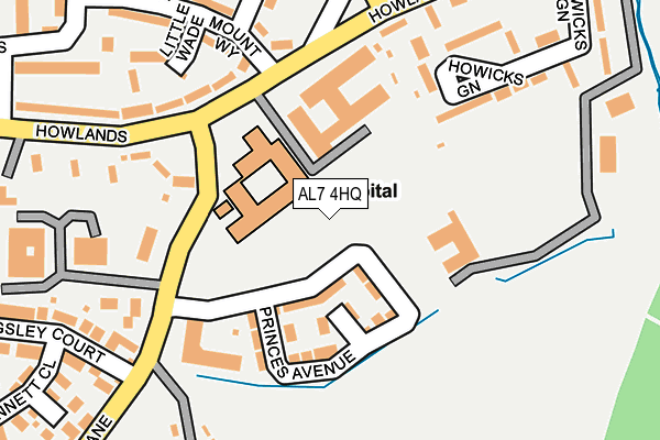 AL7 4HQ map - OS OpenMap – Local (Ordnance Survey) AL7 4HQ map - OS OpenMap – Local (Ordnance Survey)