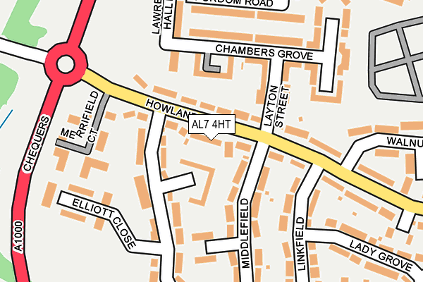 AL7 4HT map - OS OpenMap – Local (Ordnance Survey) AL7 4HT map - OS OpenMap – Local (Ordnance Survey)