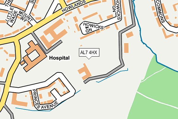 AL7 4HX map - OS OpenMap – Local (Ordnance Survey) AL7 4HX map - OS OpenMap – Local (Ordnance Survey)