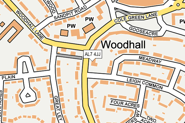 AL7 4JJ map - OS OpenMap – Local (Ordnance Survey) AL7 4JJ map - OS OpenMap – Local (Ordnance Survey)