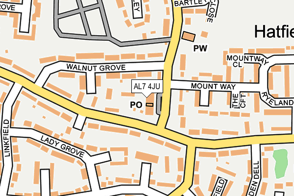 AL7 4JU map - OS OpenMap – Local (Ordnance Survey) AL7 4JU map - OS OpenMap – Local (Ordnance Survey)