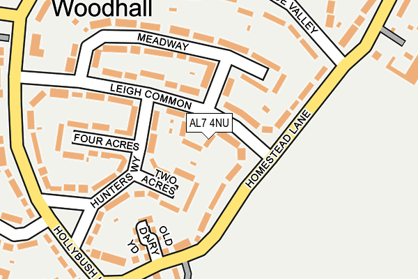 AL7 4NU map - OS OpenMap – Local (Ordnance Survey)
