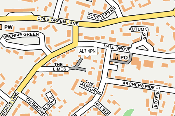 AL7 4PN map - OS OpenMap – Local (Ordnance Survey) AL7 4PN map - OS OpenMap – Local (Ordnance Survey)