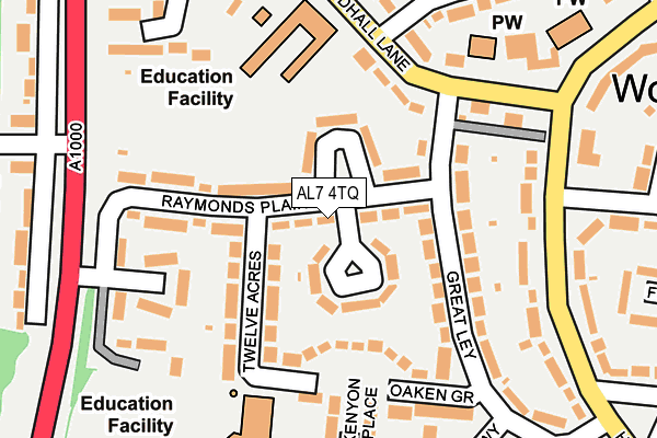 AL7 4TQ map - OS OpenMap – Local (Ordnance Survey) AL7 4TQ map - OS OpenMap – Local (Ordnance Survey)