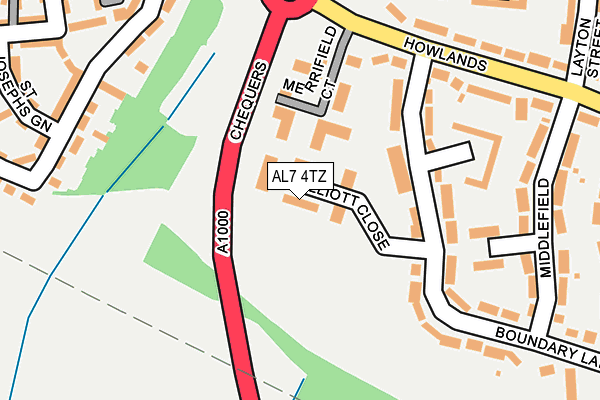 AL7 4TZ map - OS OpenMap – Local (Ordnance Survey) AL7 4TZ map - OS OpenMap – Local (Ordnance Survey)