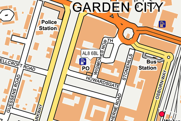 AL8 6BL map - OS OpenMap – Local (Ordnance Survey) AL8 6BL map - OS OpenMap – Local (Ordnance Survey)