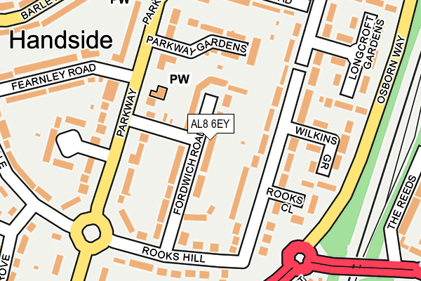 AL8 6EY map - OS OpenMap – Local (Ordnance Survey) AL8 6EY map - OS OpenMap – Local (Ordnance Survey)