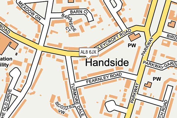 AL8 6JX map - OS OpenMap – Local (Ordnance Survey) AL8 6JX map - OS OpenMap – Local (Ordnance Survey)
