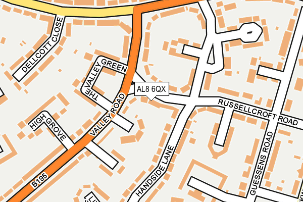 AL8 6QX map - OS OpenMap – Local (Ordnance Survey) AL8 6QX map - OS OpenMap – Local (Ordnance Survey)