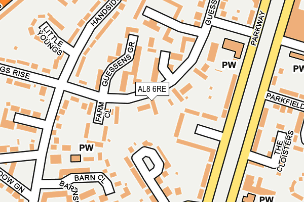 AL8 6RE map - OS OpenMap – Local (Ordnance Survey) AL8 6RE map - OS OpenMap – Local (Ordnance Survey)