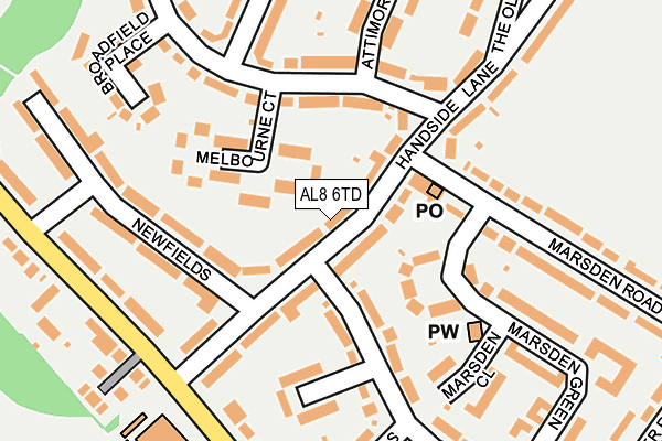 AL8 6TD map - OS OpenMap – Local (Ordnance Survey) AL8 6TD map - OS OpenMap – Local (Ordnance Survey)