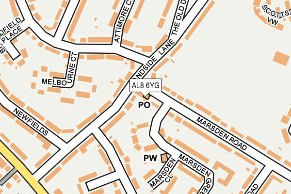 AL8 6YG map - OS OpenMap – Local (Ordnance Survey) AL8 6YG map - OS OpenMap – Local (Ordnance Survey)