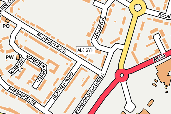 AL8 6YH map - OS OpenMap – Local (Ordnance Survey) AL8 6YH map - OS OpenMap – Local (Ordnance Survey)