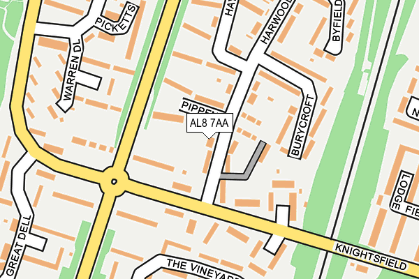 AL8 7AA map - OS OpenMap – Local (Ordnance Survey) AL8 7AA map - OS OpenMap – Local (Ordnance Survey)
