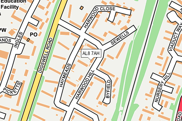 AL8 7AH map - OS OpenMap – Local (Ordnance Survey) AL8 7AH map - OS OpenMap – Local (Ordnance Survey)