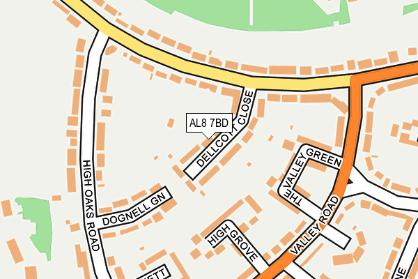 AL8 7BD map - OS OpenMap – Local (Ordnance Survey) AL8 7BD map - OS OpenMap – Local (Ordnance Survey)