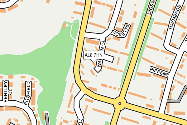 AL8 7HN map - OS OpenMap – Local (Ordnance Survey) AL8 7HN map - OS OpenMap – Local (Ordnance Survey)