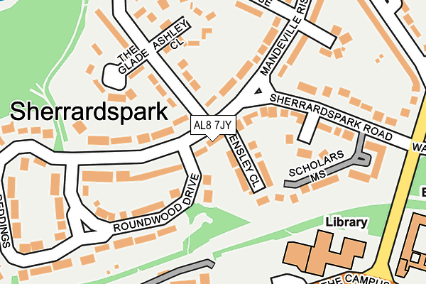 AL8 7JY map - OS OpenMap – Local (Ordnance Survey) AL8 7JY map - OS OpenMap – Local (Ordnance Survey)