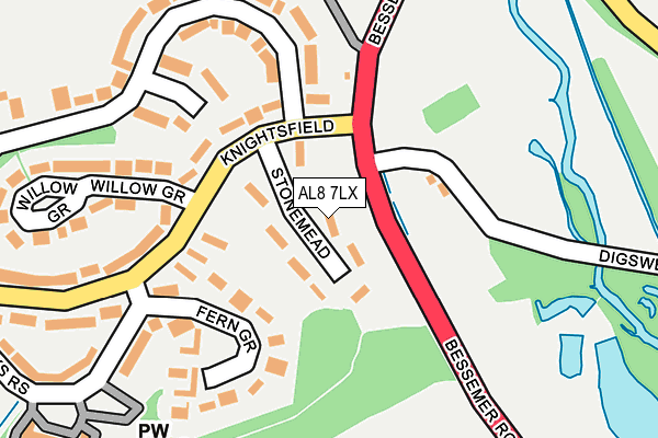 AL8 7LX map - OS OpenMap – Local (Ordnance Survey) AL8 7LX map - OS OpenMap – Local (Ordnance Survey)