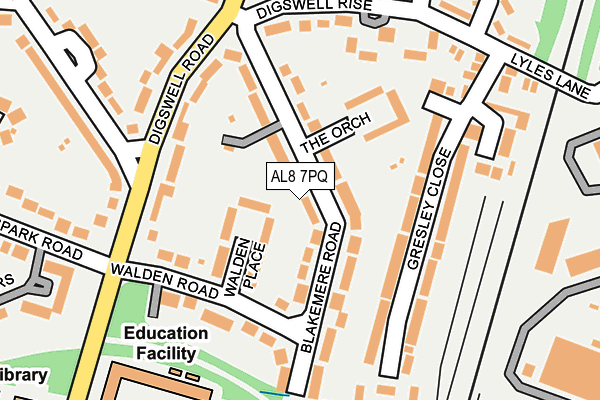 AL8 7PQ map - OS OpenMap – Local (Ordnance Survey) AL8 7PQ map - OS OpenMap – Local (Ordnance Survey)