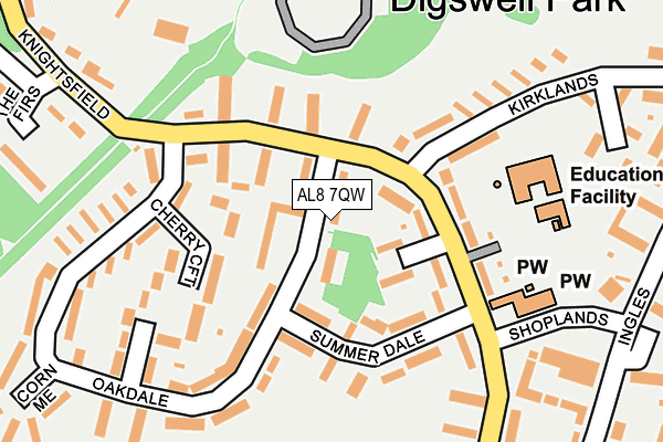 AL8 7QW map - OS OpenMap – Local (Ordnance Survey) AL8 7QW map - OS OpenMap – Local (Ordnance Survey)