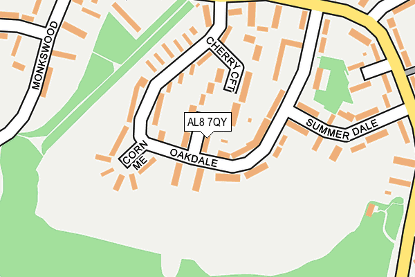 AL8 7QY map - OS OpenMap – Local (Ordnance Survey) AL8 7QY map - OS OpenMap – Local (Ordnance Survey)