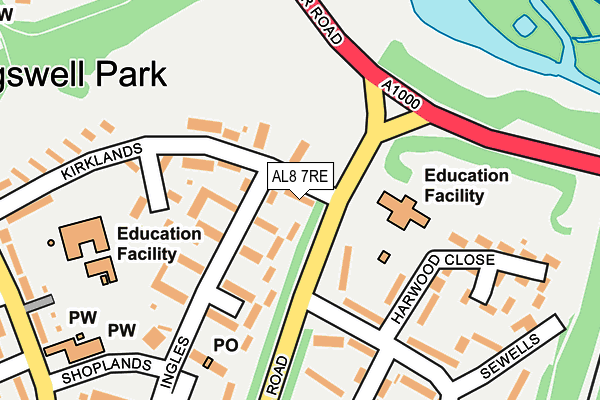 AL8 7RE map - OS OpenMap – Local (Ordnance Survey) AL8 7RE map - OS OpenMap – Local (Ordnance Survey)