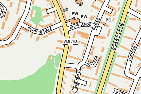 AL8 7RJ map - OS OpenMap – Local (Ordnance Survey) AL8 7RJ map - OS OpenMap – Local (Ordnance Survey)