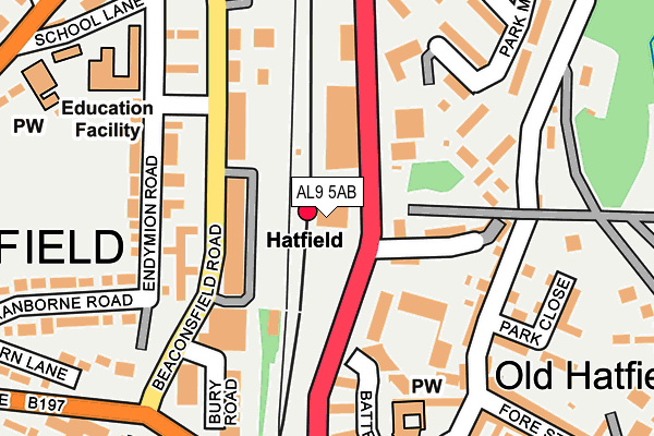 AL9 5AB map - OS OpenMap – Local (Ordnance Survey) AL9 5AB map - OS OpenMap – Local (Ordnance Survey)