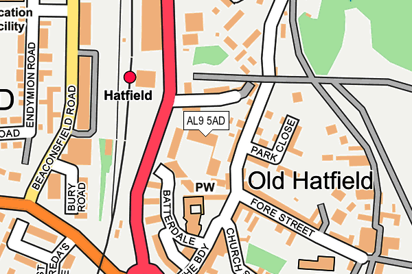 AL9 5AD map - OS OpenMap – Local (Ordnance Survey) AL9 5AD map - OS OpenMap – Local (Ordnance Survey)