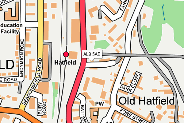 AL9 5AE map - OS OpenMap – Local (Ordnance Survey) AL9 5AE map - OS OpenMap – Local (Ordnance Survey)