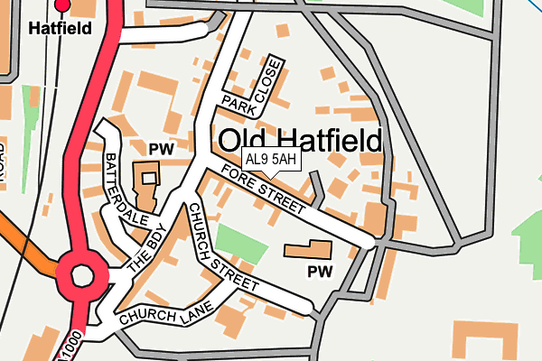 AL9 5AH map - OS OpenMap – Local (Ordnance Survey) AL9 5AH map - OS OpenMap – Local (Ordnance Survey)