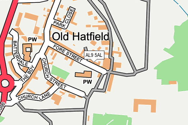 AL9 5AL map - OS OpenMap – Local (Ordnance Survey) AL9 5AL map - OS OpenMap – Local (Ordnance Survey)